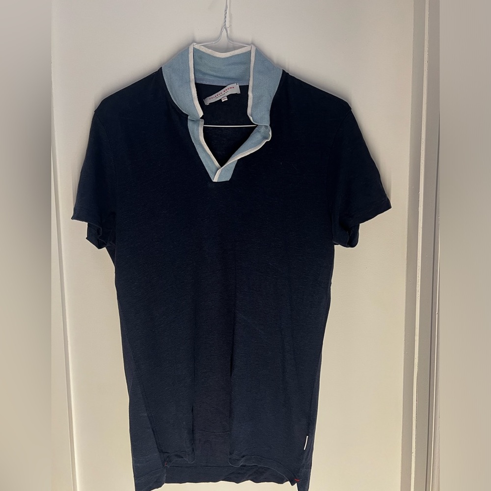 Orlebar Brown Felix Tipped Linen Polo (M)